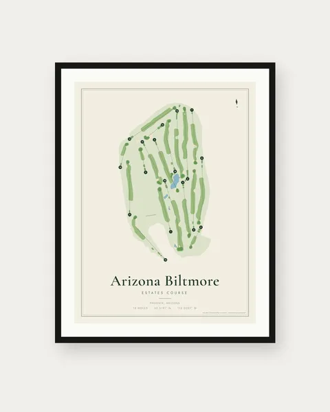 Arizona Biltmore Estates Course golf course map print