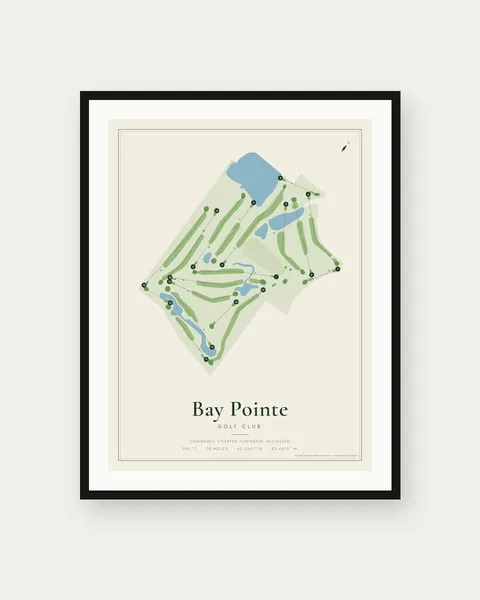Bay Pointe Golf Club golf course map print