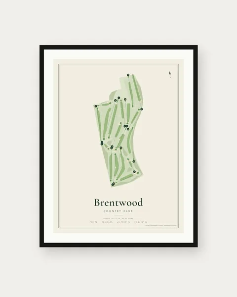 Brentwood Country Club golf course map print