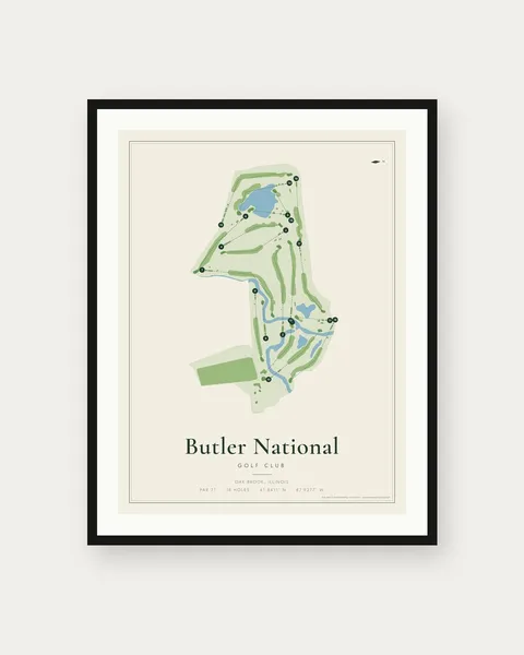 Butler National Golf Club golf course map print