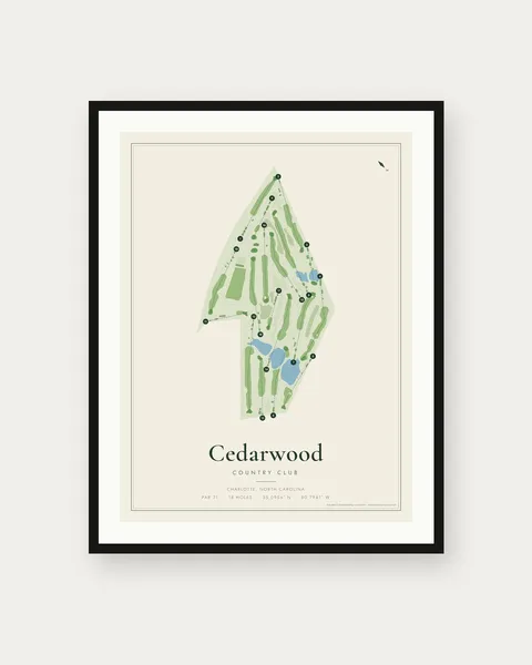 Cedarwood Country Club golf course map print