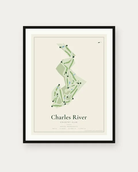 Charles River Country Club golf course map print