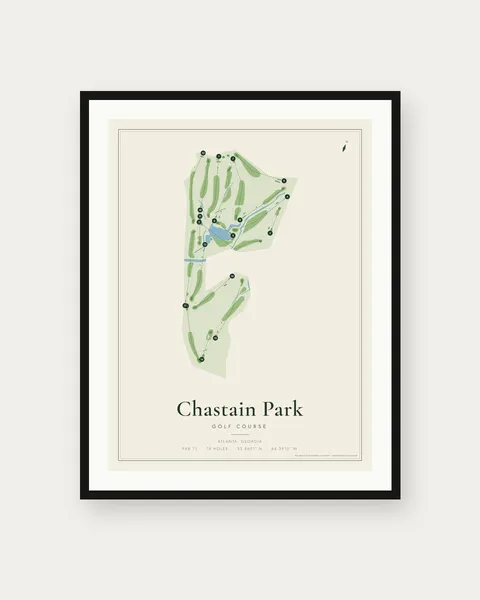 Chastain Park Golf Course golf course map print