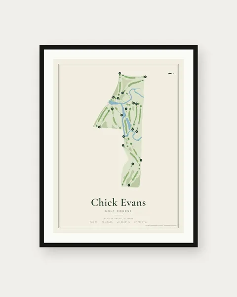 Chick Evans Golf Course golf course map print