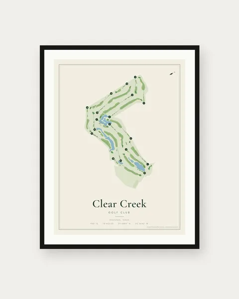 Clear Creek Golf Club golf course map print