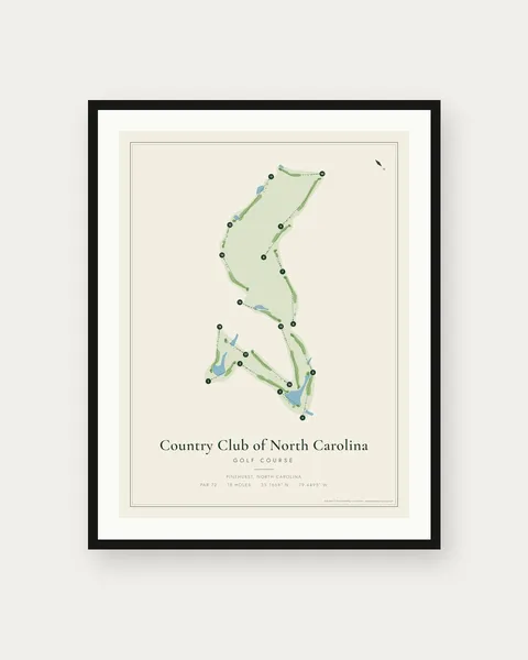 Country Club of North Carolina - Cardinal golf course map print