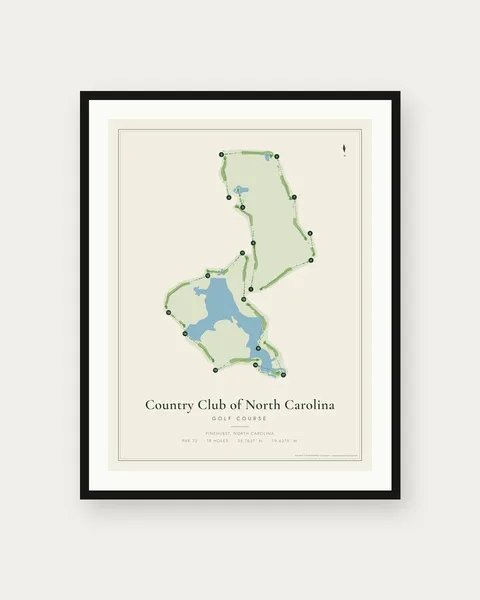 Country Club of North Carolina - Dogwood golf course map print