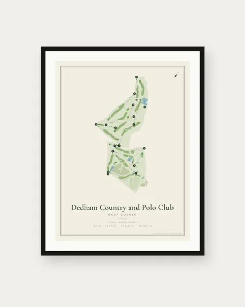 Dedham Country and Polo Club golf course map print