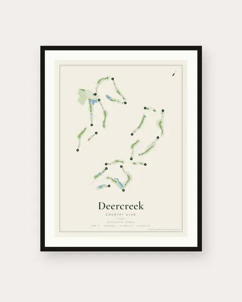 Deercreek Country Club golf course map print