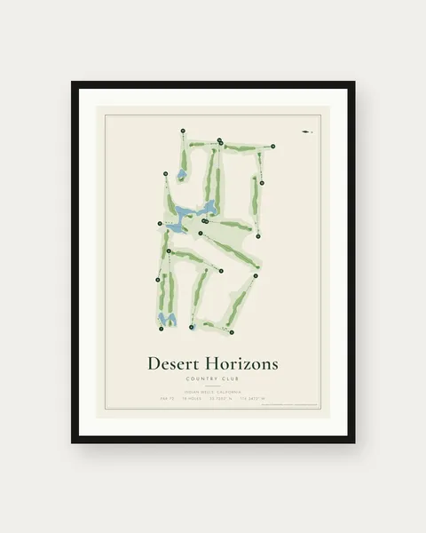 Desert Horizons Country Club golf course map print