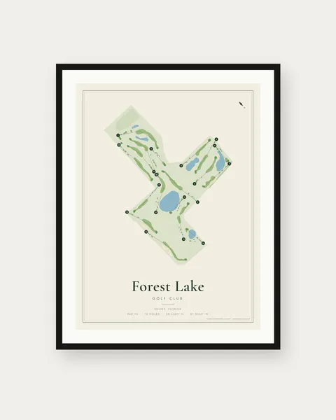 Forest Lake Golf Club golf course map print
