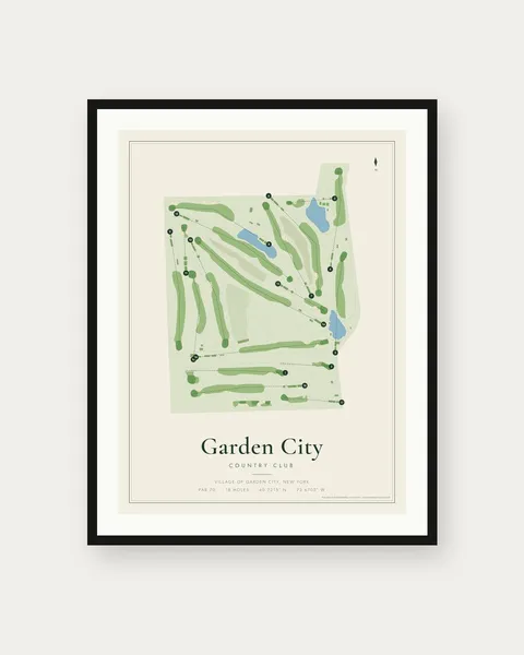 Garden City Country Club golf course map print
