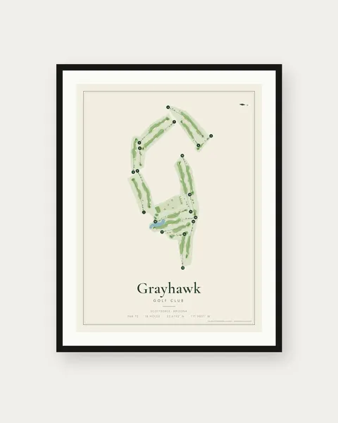 Grayhawk Golf Club - Raptor Course golf course map print