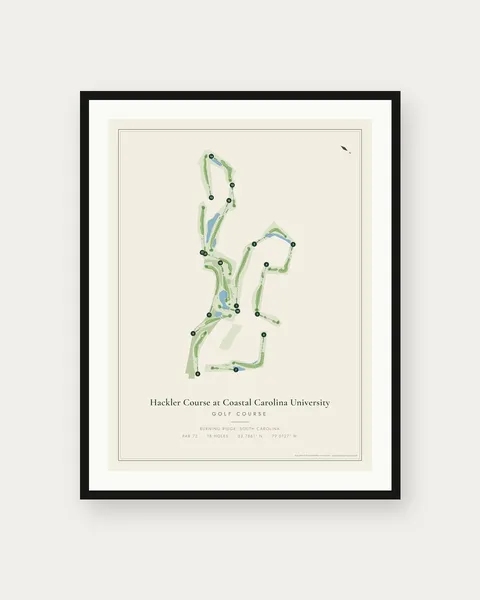 Hackler Course at Coastal Carolina University golf course map print