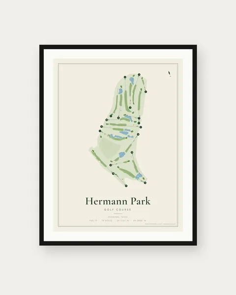 Hermann Park Golf Course golf course map print