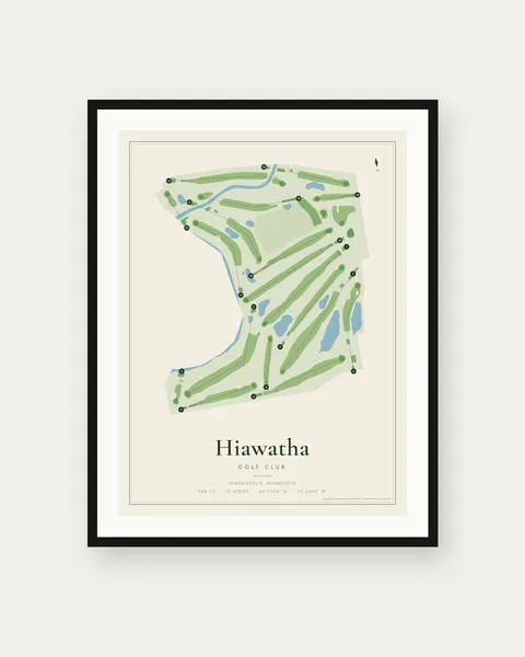 Hiawatha Golf Club golf course map print