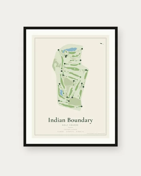 Indian Boundary Golf Course golf course map print