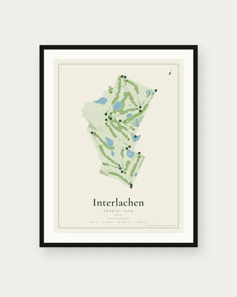 Interlachen Country Club golf course map print