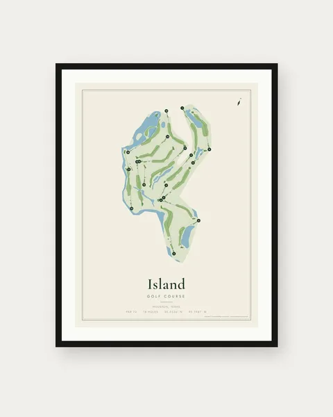 Island Golf Course golf course map print