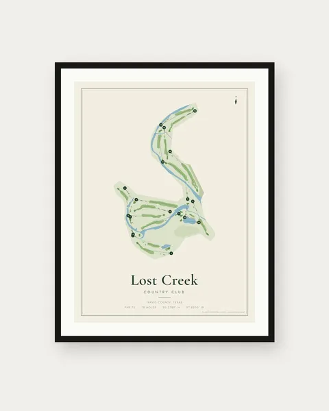 Lost Creek Country Club golf course map print
