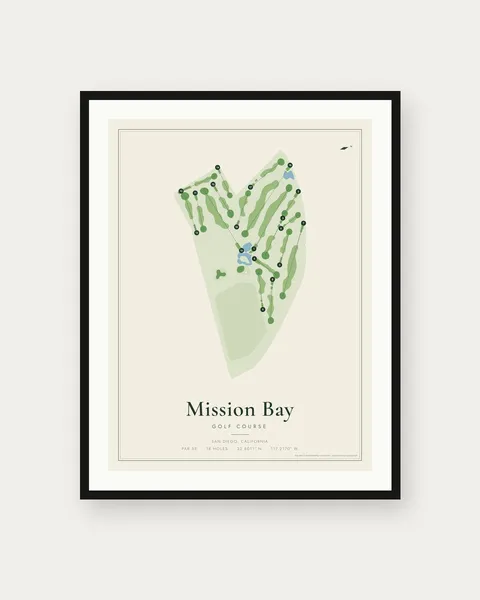 Mission Bay Golf Course and Practice Center golf course map print