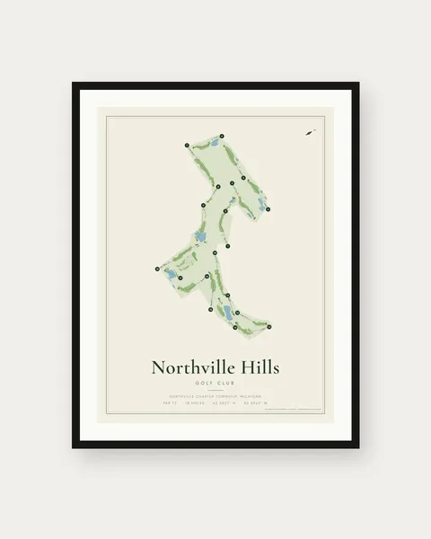 Northville Hills Golf Club golf course map print