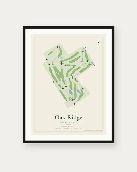 Oak Ridge Country Club golf course map print