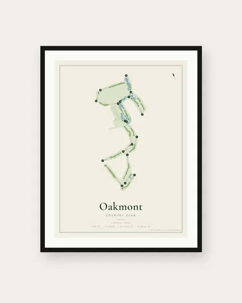 Oakmont Country Club golf course map print