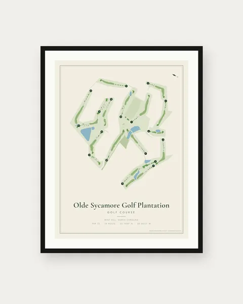 Olde Sycamore Golf Plantation golf course map print
