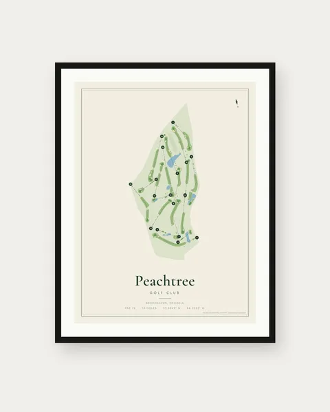 Peachtree Golf Club golf course map print