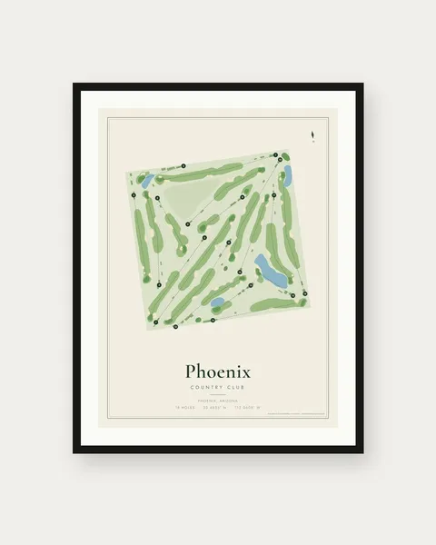 Phoenix Country Club golf course map print