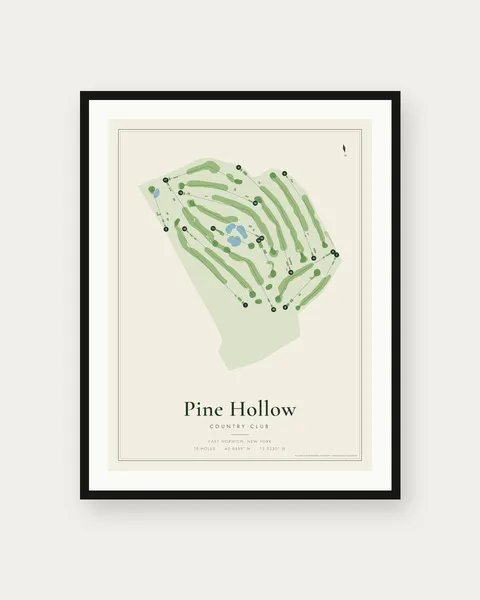 Pine Hollow Country Club golf course map print