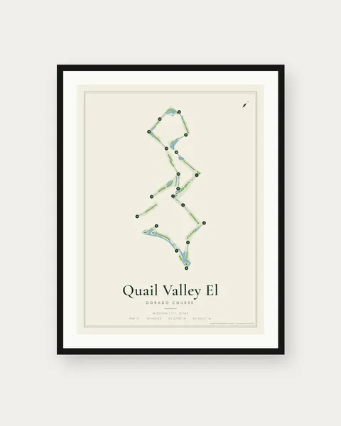 Quail Valley El Dorado Course golf course map print