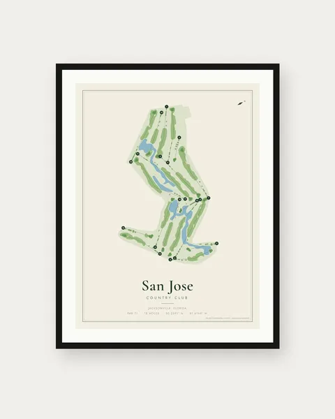 San Jose Country Club golf course map print