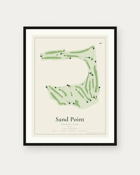 Sand Point Country Club golf course map print