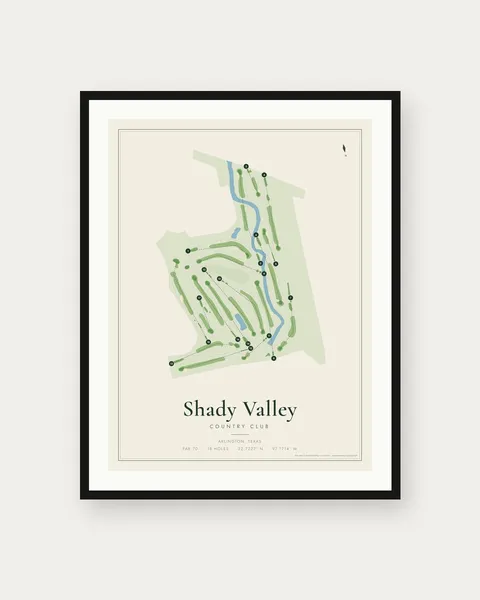 Shady Valley Country Club golf course map print