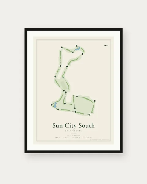 South Golf Course (Sun City) golf course map print