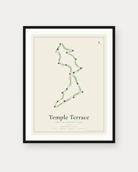 Temple Terrace Golf & Country Club golf course map print