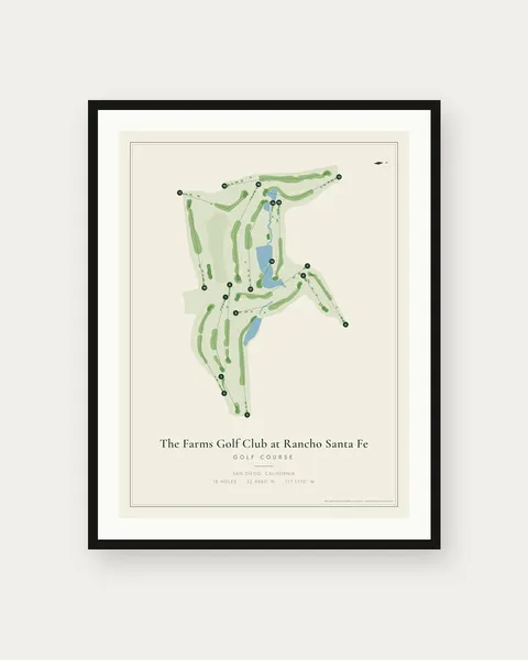 The Farms Golf Club at Rancho Santa Fe golf course map print
