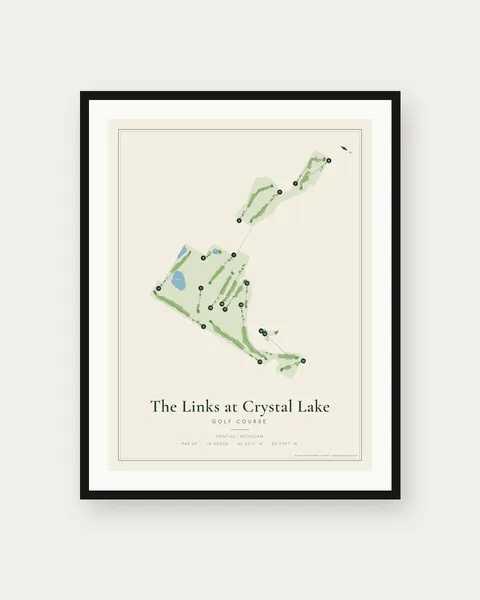 The Links at Crystal Lake golf course map print