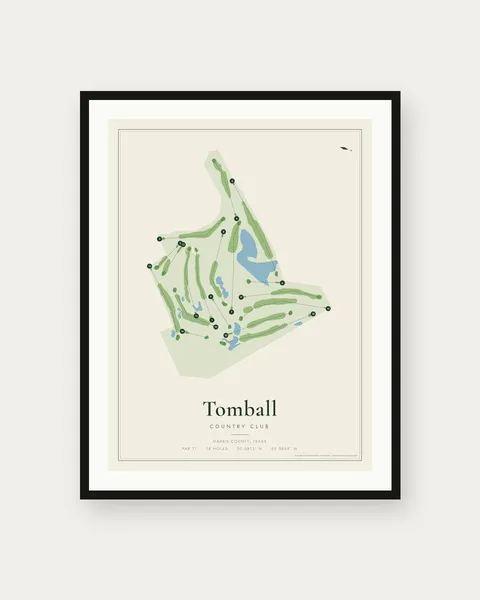 Tomball Country Club golf course map print