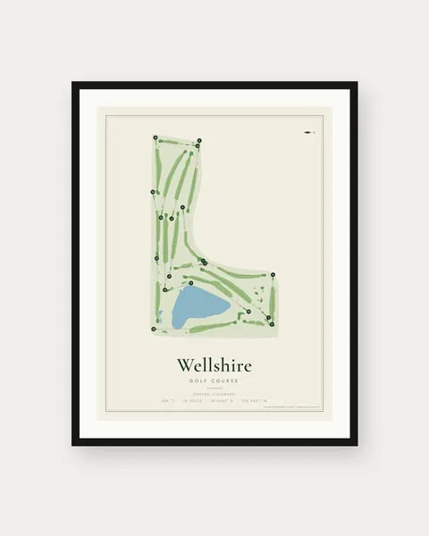 Wellshire Golf Course golf course map print