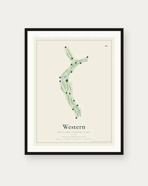 Western Golf and Country Club golf course map print