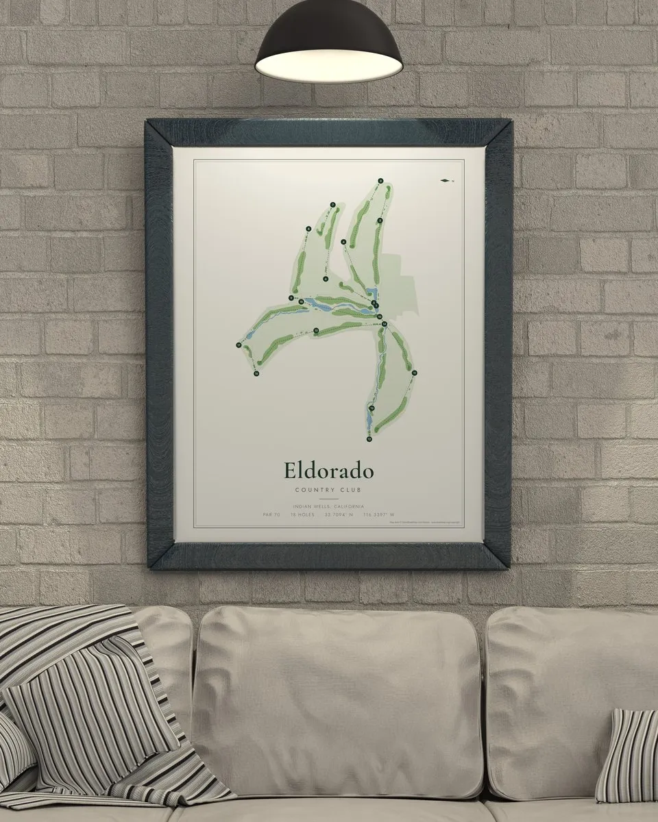 Eldorado Country Club golf course map print framed on a wall