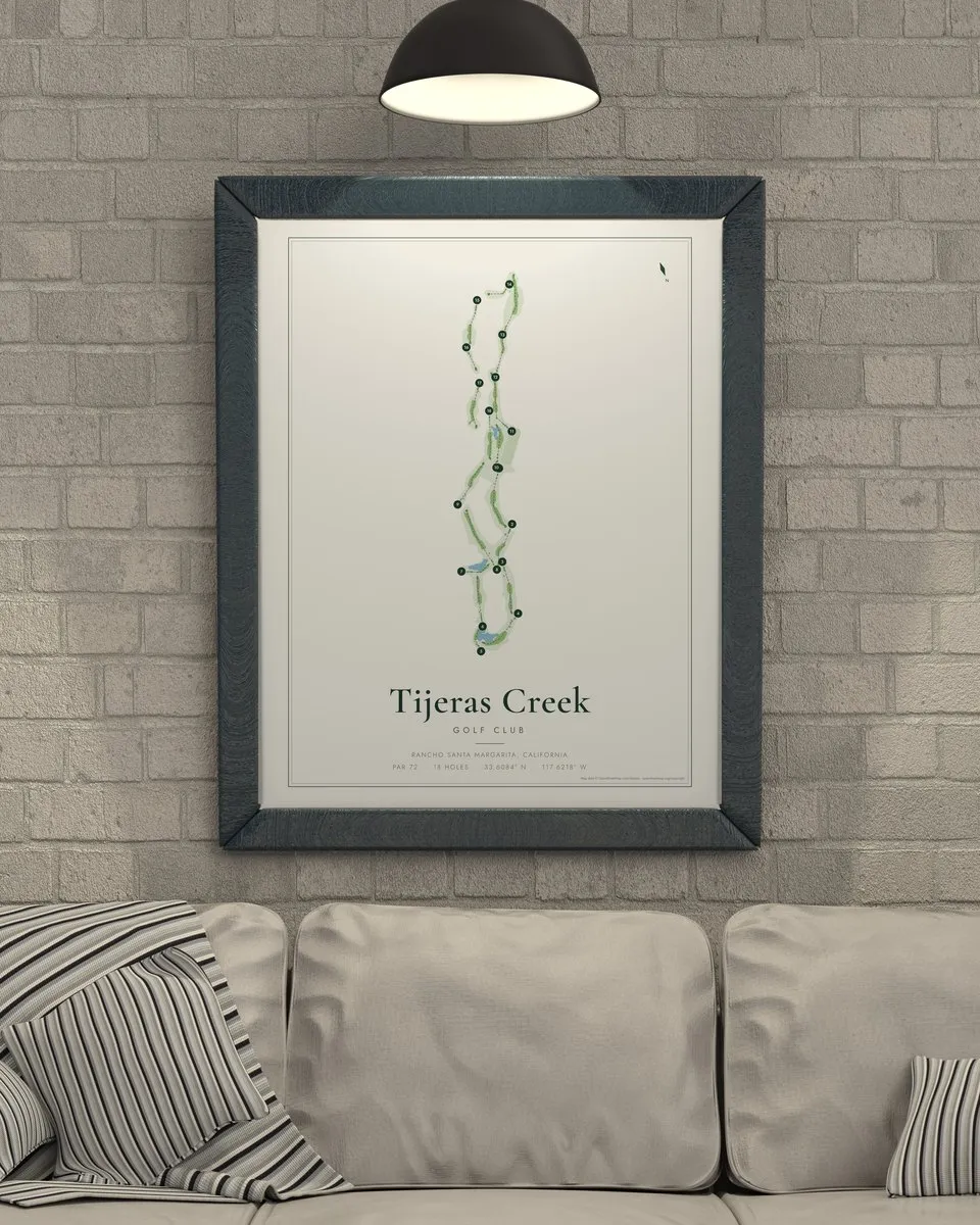 Tijeras Creek Golf Club golf course map print framed on a wall