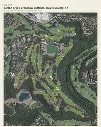 Barton Creek Crenshaw Cliffside map print, map check on an aerial photo
