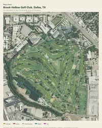 Brook Hollow Golf Club map print, map check on an aerial photo
