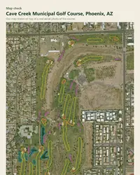 Cave Creek Municipal Golf Course map print, map check on an aerial photo