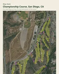 Championship Course map print, map check on an aerial photo