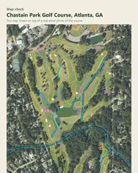 Chastain Park Golf Course map print, map check on an aerial photo